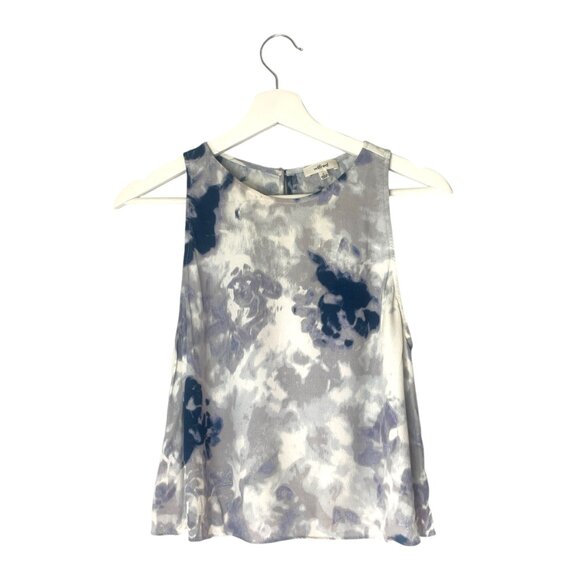 Aritzia Wilfred Blue Octave Floral Print Crop Top Size Small Watercolour - Picture 1 of 7